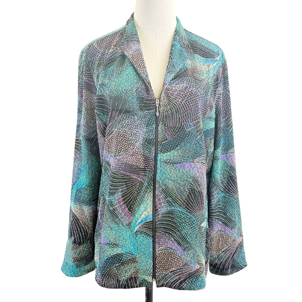 Vintage 90s Draper's & Damon's Petite XL Abstract Zip Jacket Made in Canada